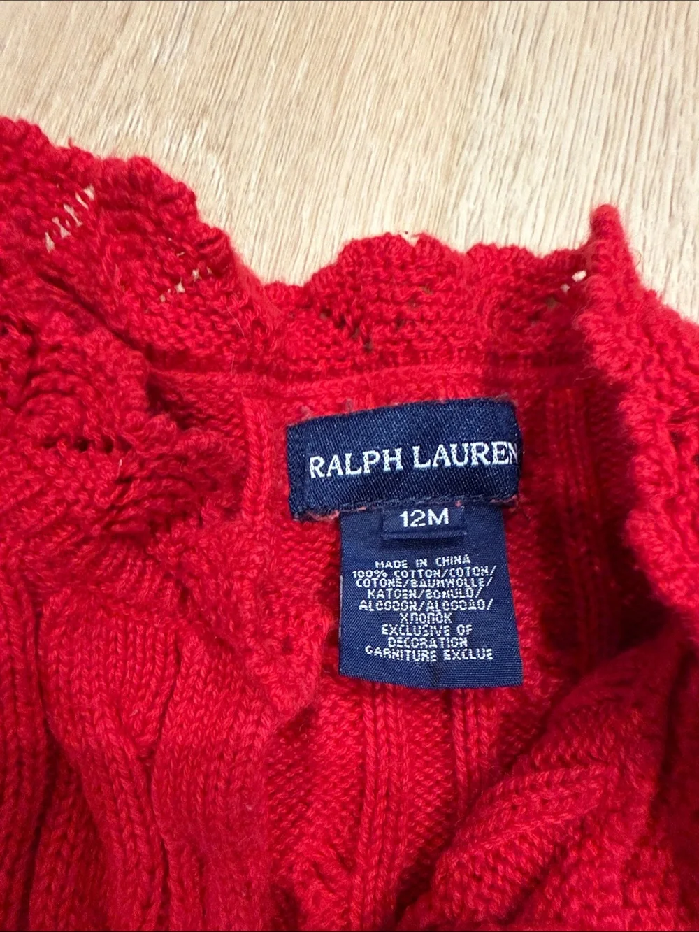 Ralph Lauren Kids Red Cable Knit Cardigan with Polo Logo